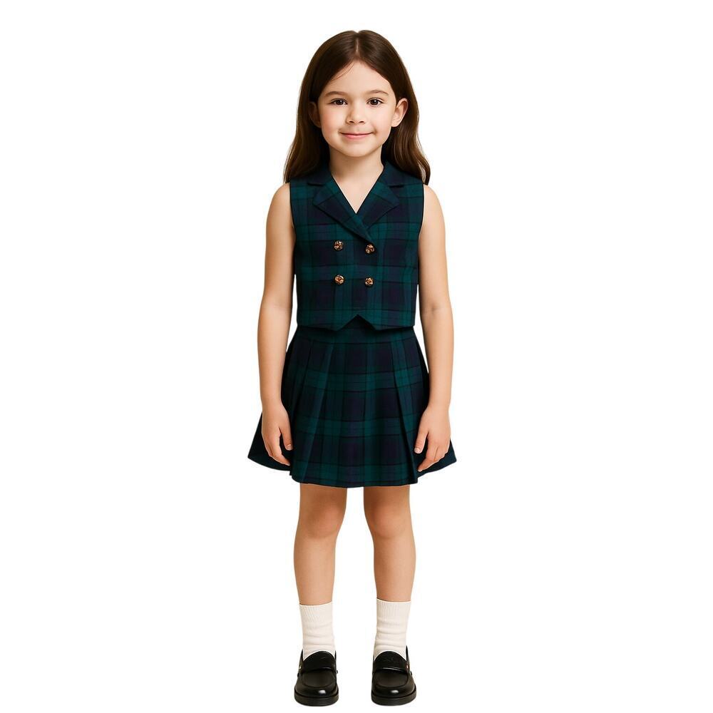Rachel’s Kids Plaid Two-Piece Vest & Shorts Set Size 10 Vintage Tartan Preppy